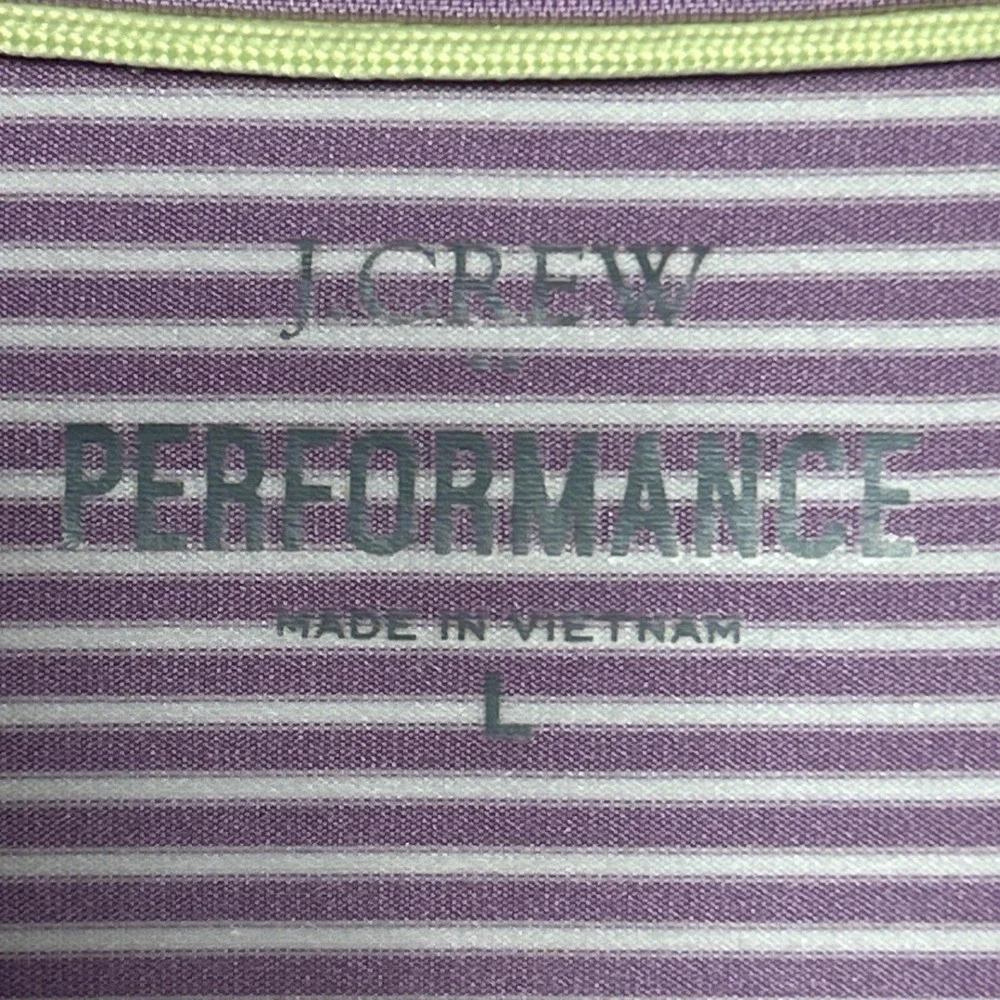 J Crew‎ Performance Polo Golf Shirt Purple White Stripe Size Large Retail: $79